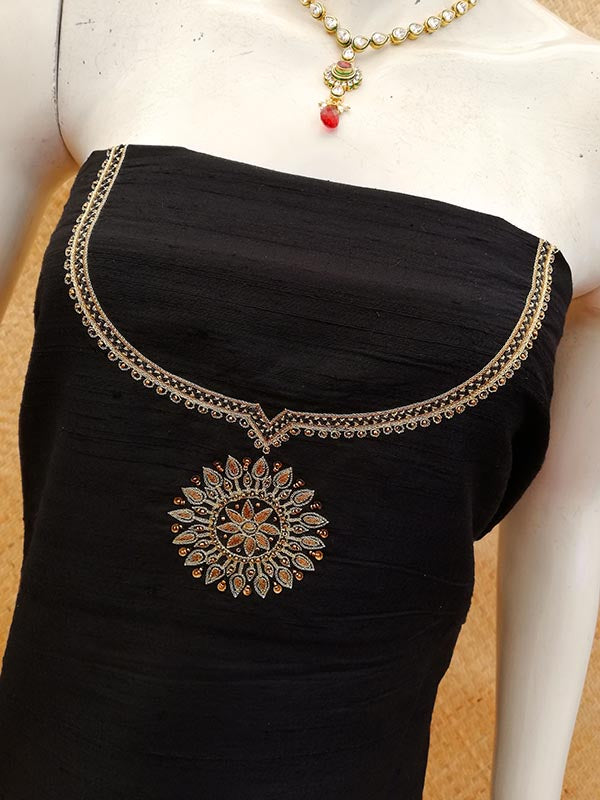 Hand Embroidered Dupion Silk kurta fabric