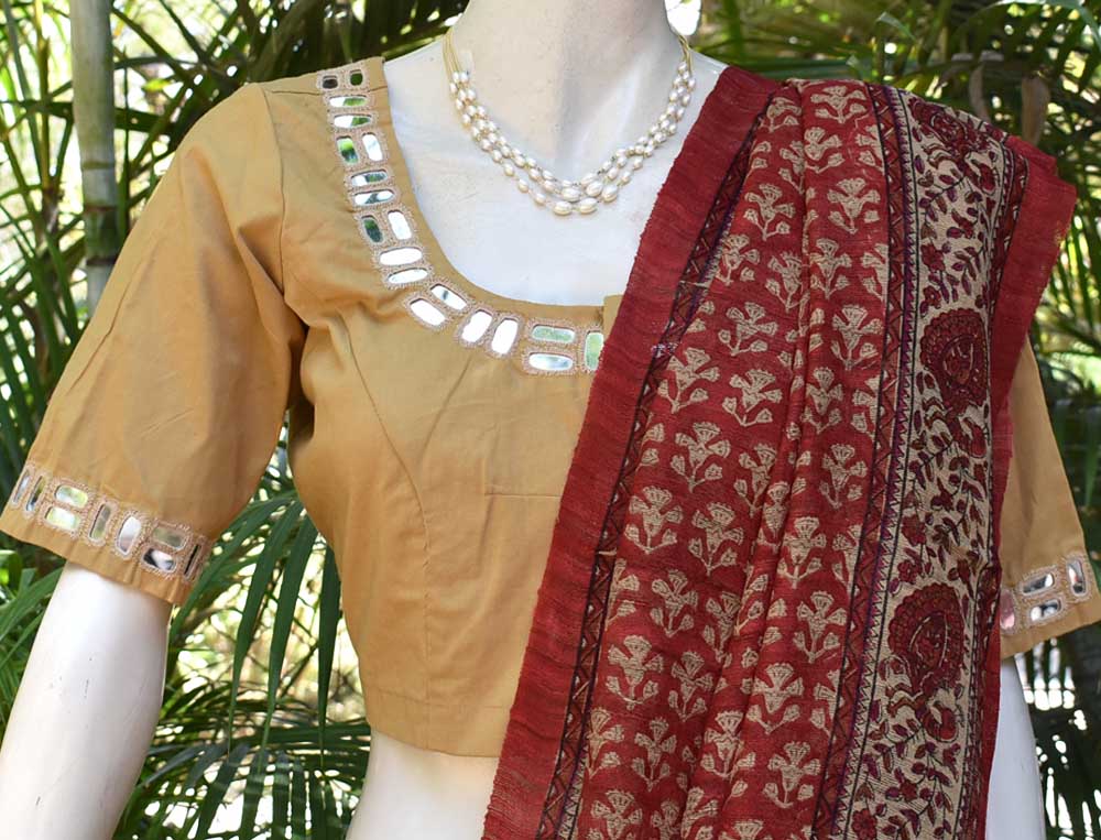 Cotton Blouse with hand done mirror work - Size 42 ( can be altered)