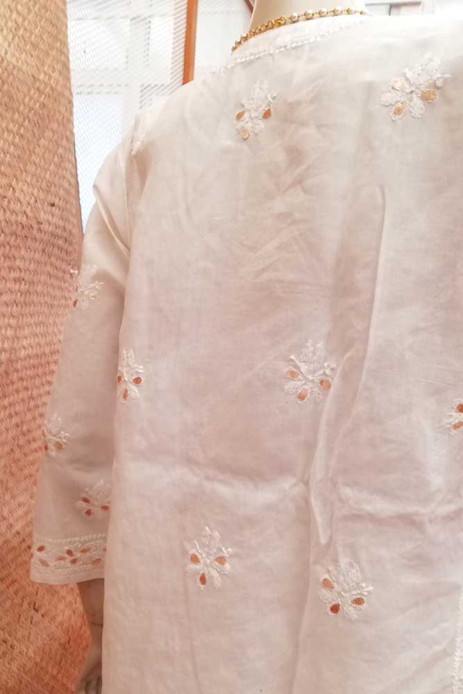 Elegant Voile Cotton Kurta with Chikankari & gota work Size - 44