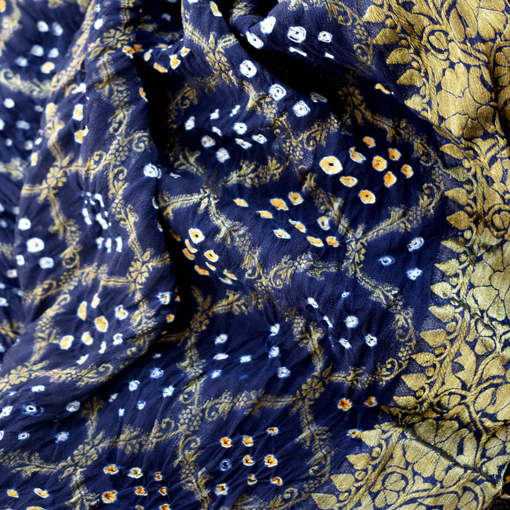 Beautiful Hand Crafted Bandhani Georgette Banarasi dupatta