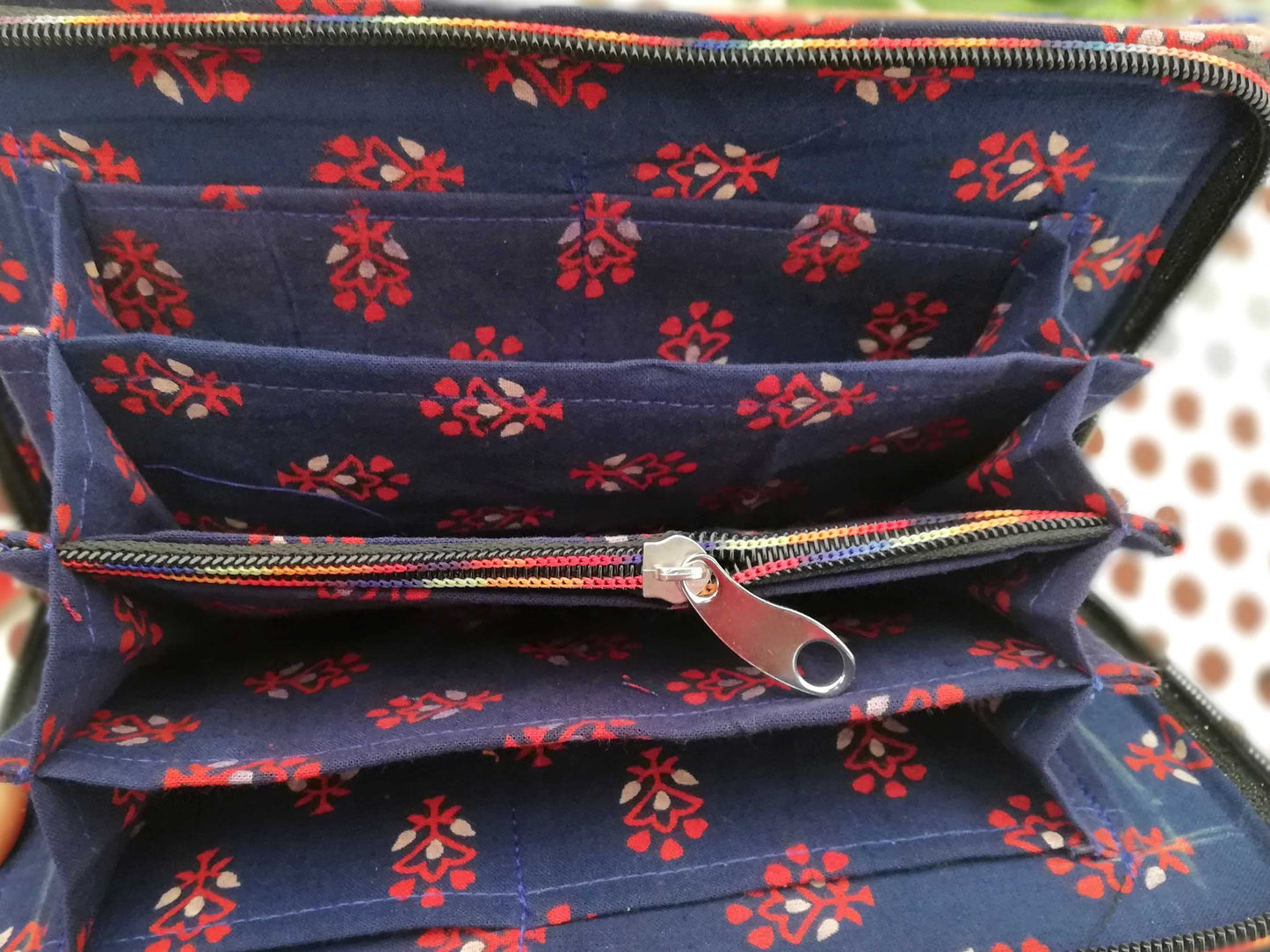 Handcrafted Kutch Punch craft Leather Clutch / Wallet with zipper