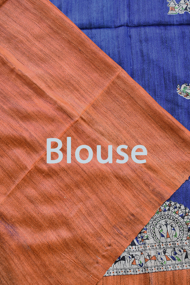 Elegant Geecha Silk Saree with Warli Art motifs