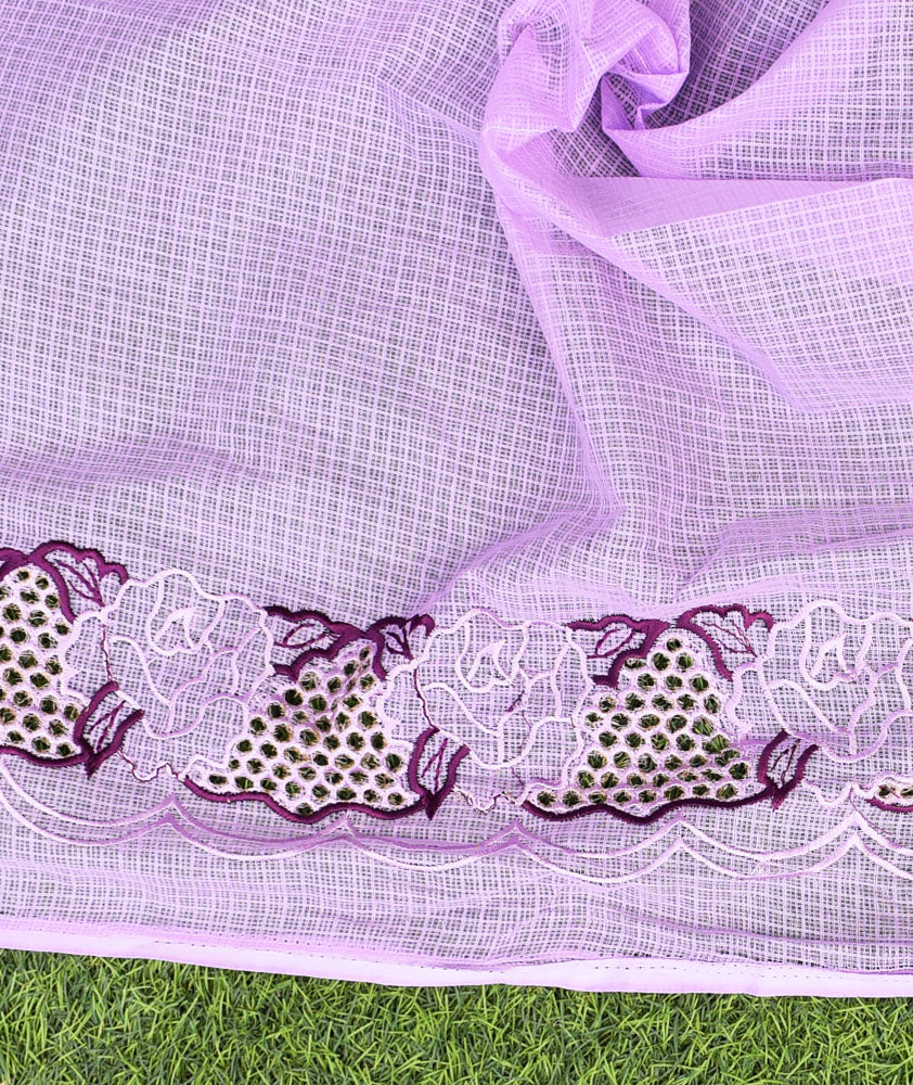 Elegant Kota Doria Cotton saree with Cut work & Embroidery ( with blouse piece)