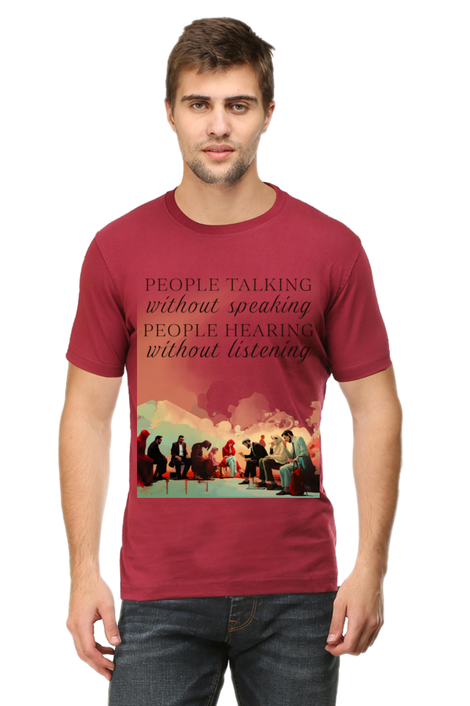 People talking without Classic Unisex Round neck T-shirt