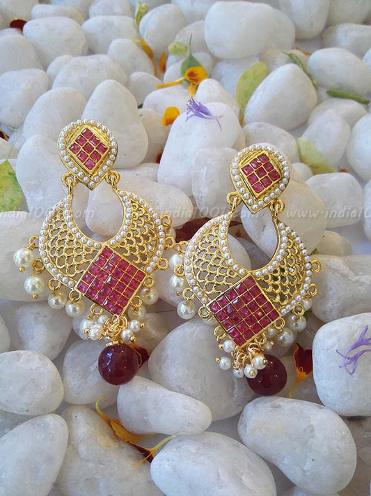 Designer pearl and Polki Earring