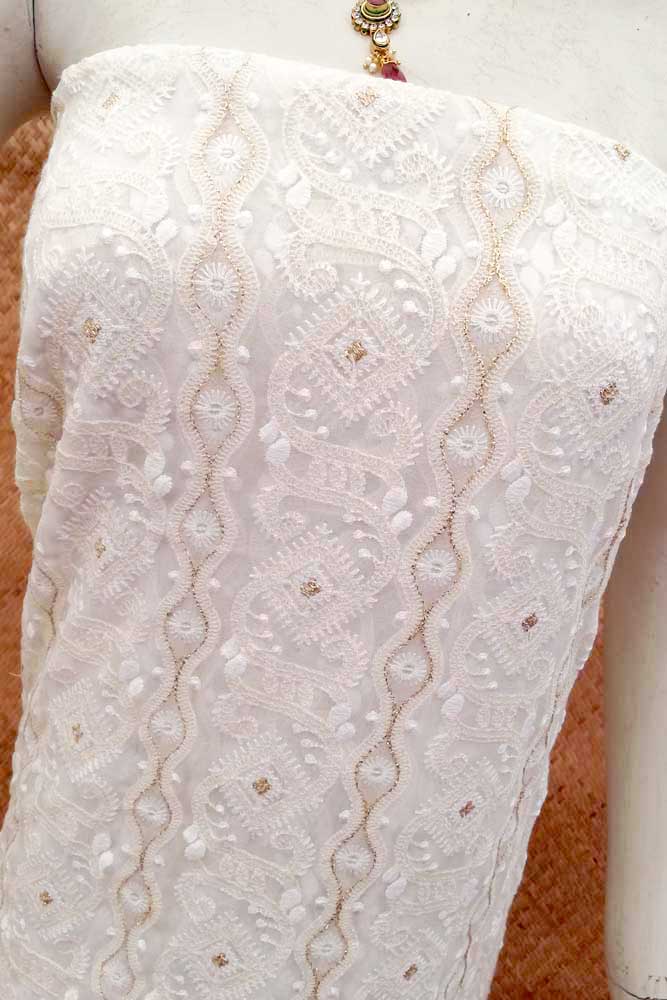 Georgette Kurta Fabric with embroidery & zari work