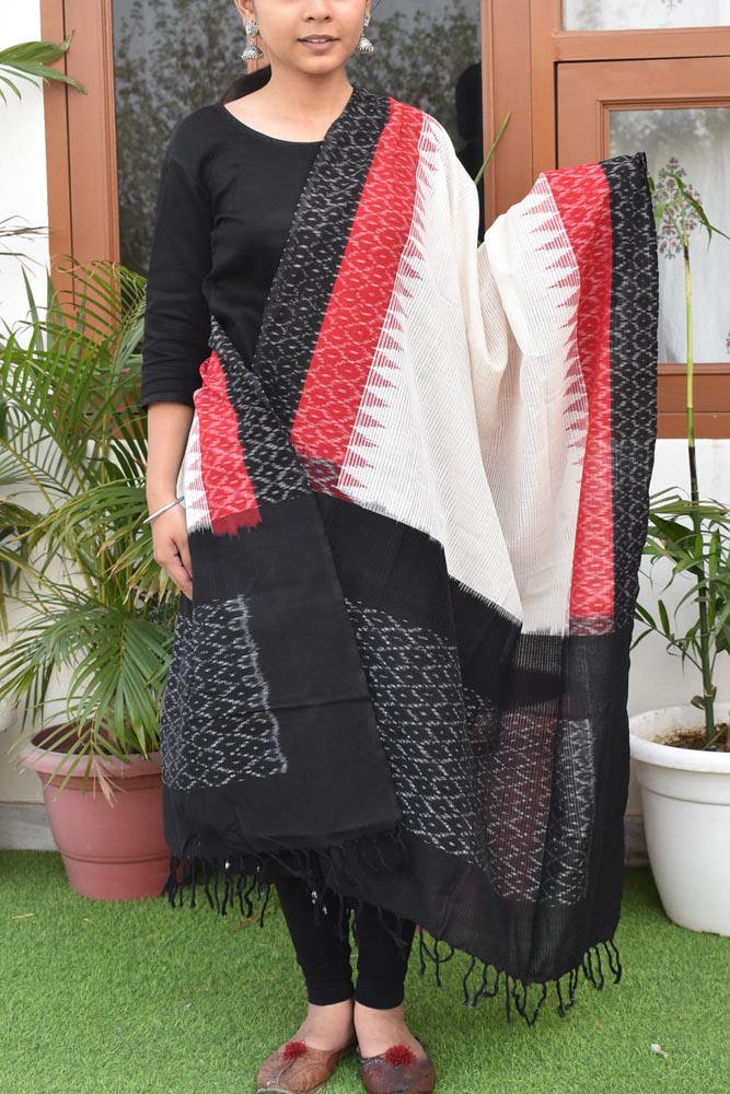 Woven Ikkat Cotton Dupatta