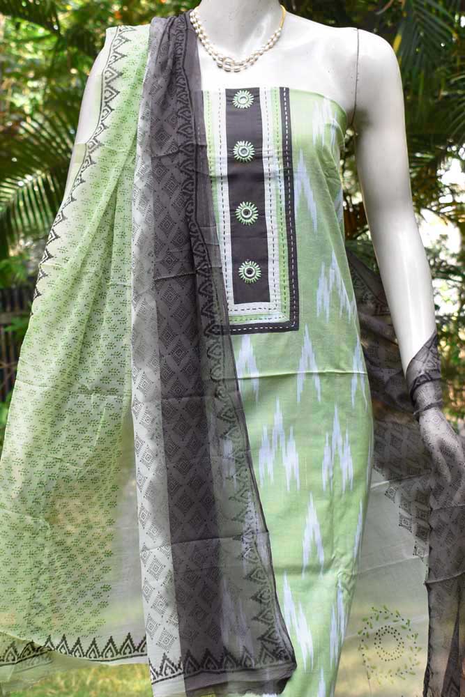 Elegant Ikkat Cotton Unstitched Suit fabric