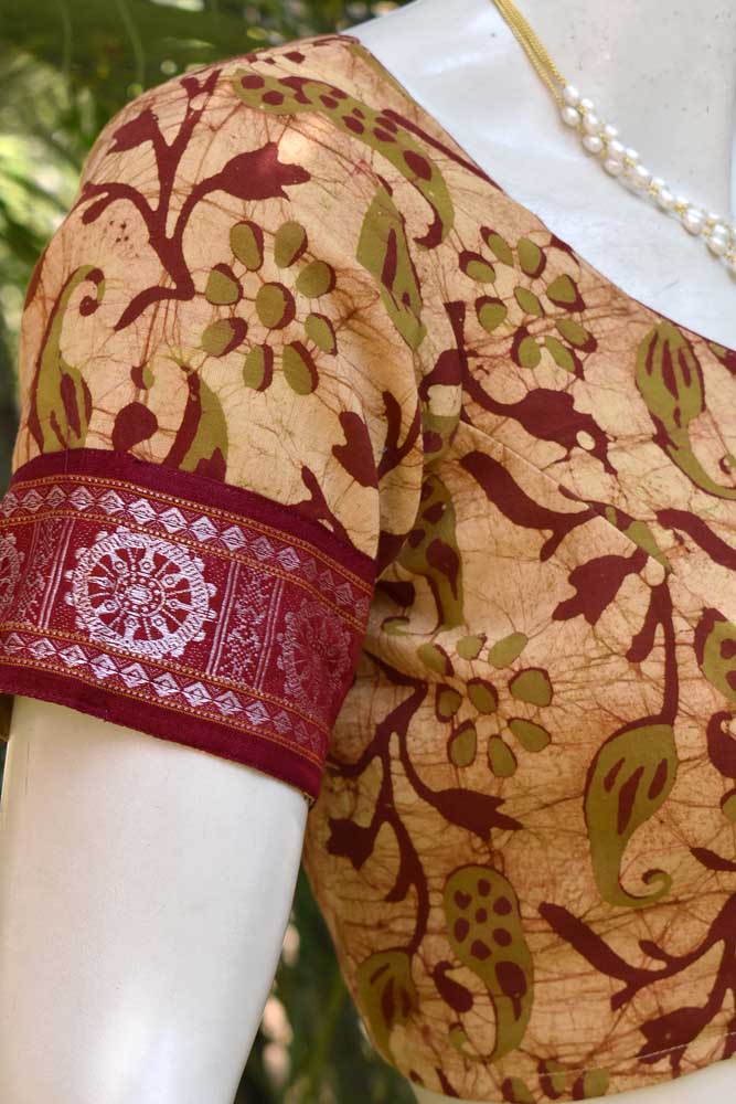 Batik & Woven Ikkat cotton Blouse - Size 36 , 38 , 40 , 42 , 44