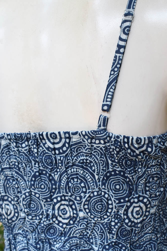 Elegant Block Printed Cotton dress with adjustable shoulder strap length