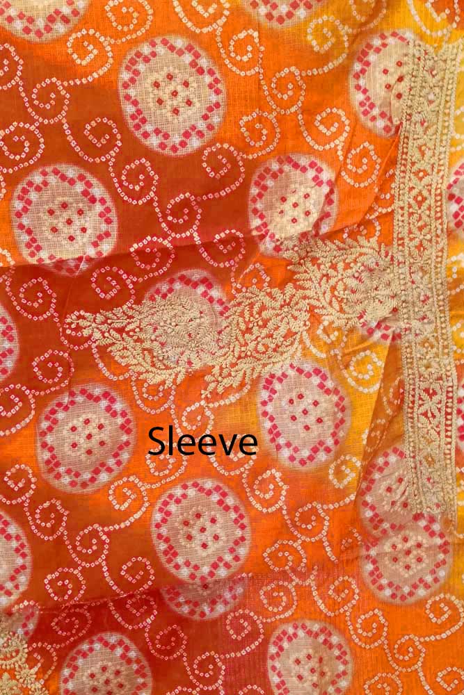 Art Kota Silk Kurta Fabric with Hand Chikankari embroidery