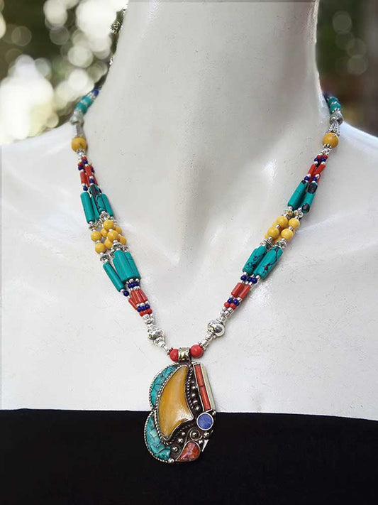 Multicolor Antique Finish Tribal Necklace