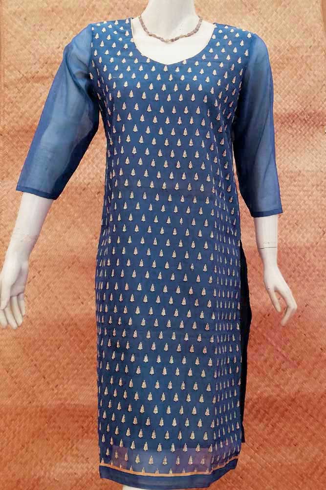 Elegant Silk Cotton Kurta with Embroidery