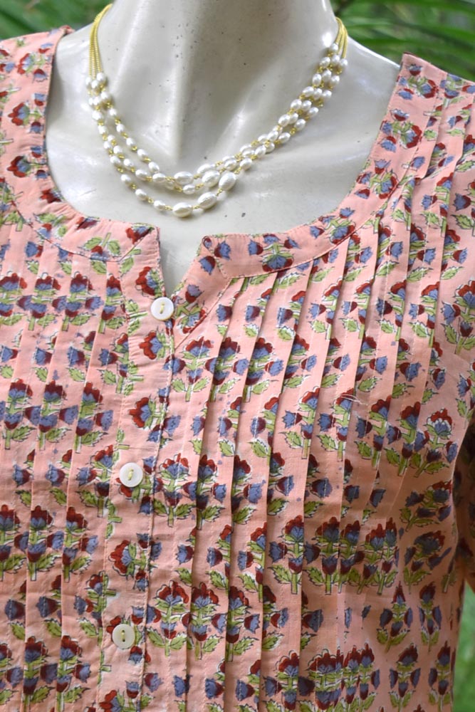 Elegant Block Printed Cotton Short Kurta