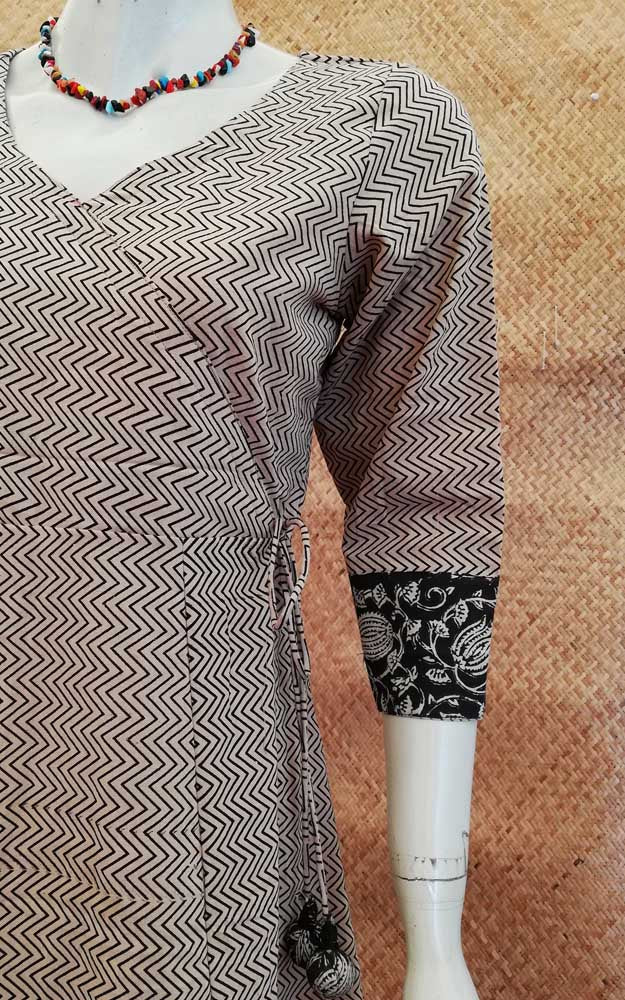 Elegant Long Cotton kurta/ dress with side Tie up