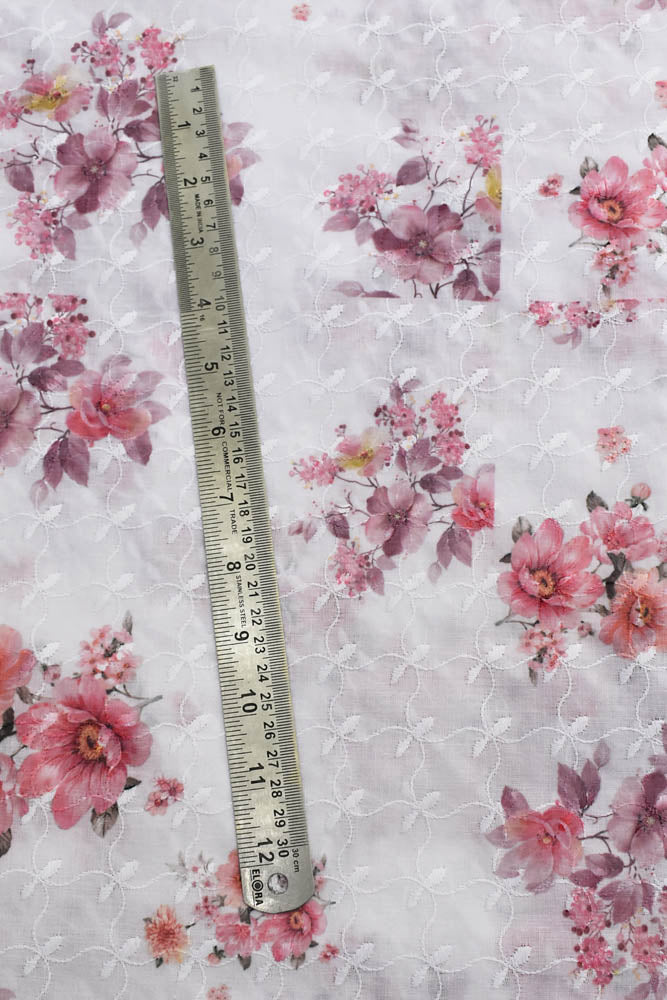 Digital print on cotton fabric with embroidery (2.5 mtrs cut)