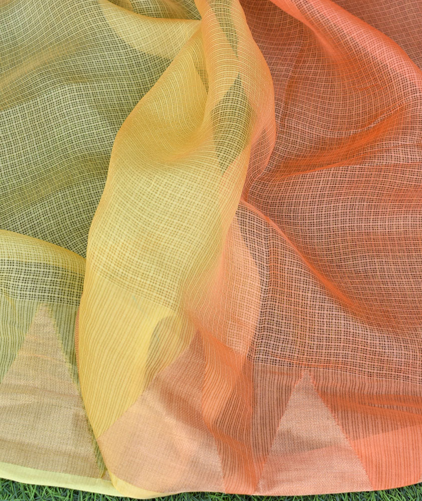 Beautiful Multi Dyed Kota Silk Saree with Zari border