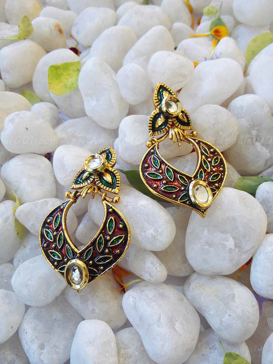 Designer Kundan and meenakari Earring