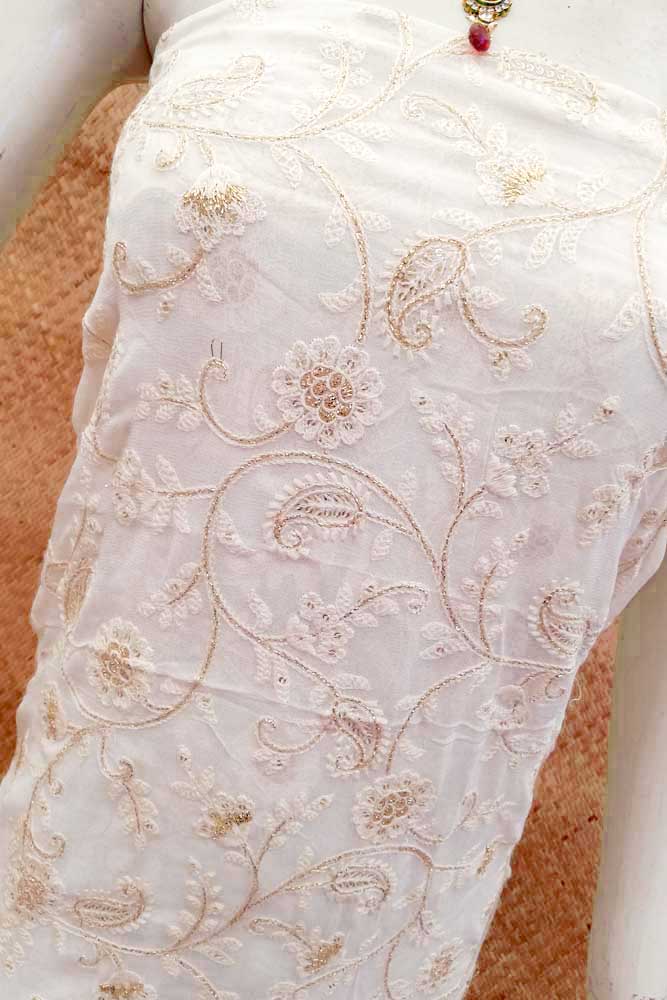 Georgette Kurta Fabric with embroidery & zari work