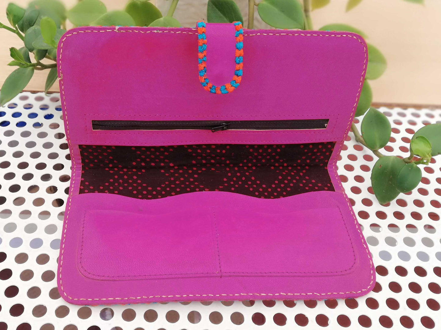 Handcrafted Kutch Leather With Mashroo Fabric Wallet