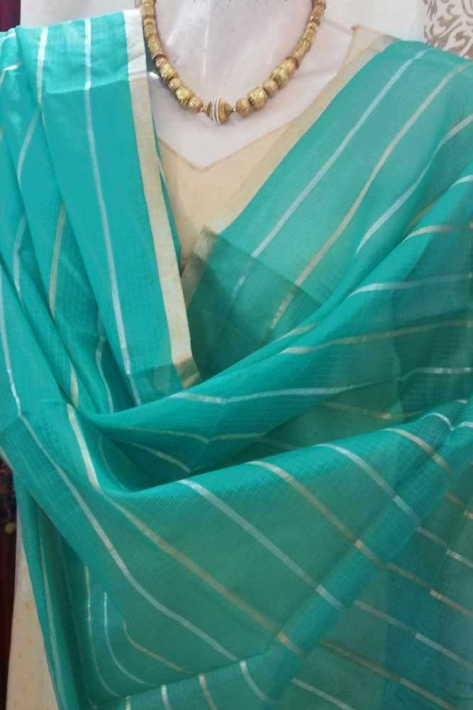 Kota silk dupatta with Zari border & woven stripes..