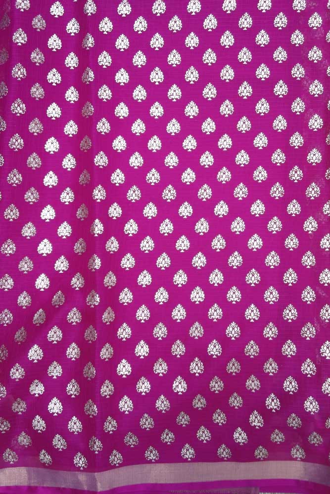 Gold Block printed Kota Silk Fabric
