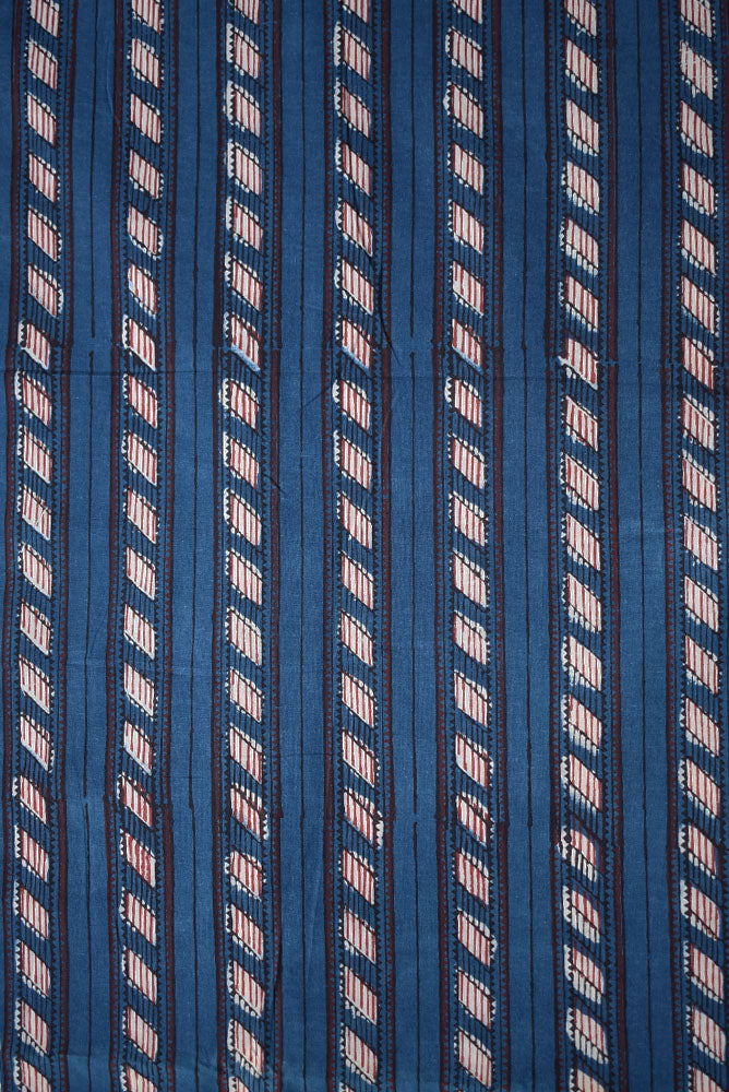 Beautiful Natural Jahota Hand Block Printed Pure Cotton Fabric ( 2.5 mtrs cut)