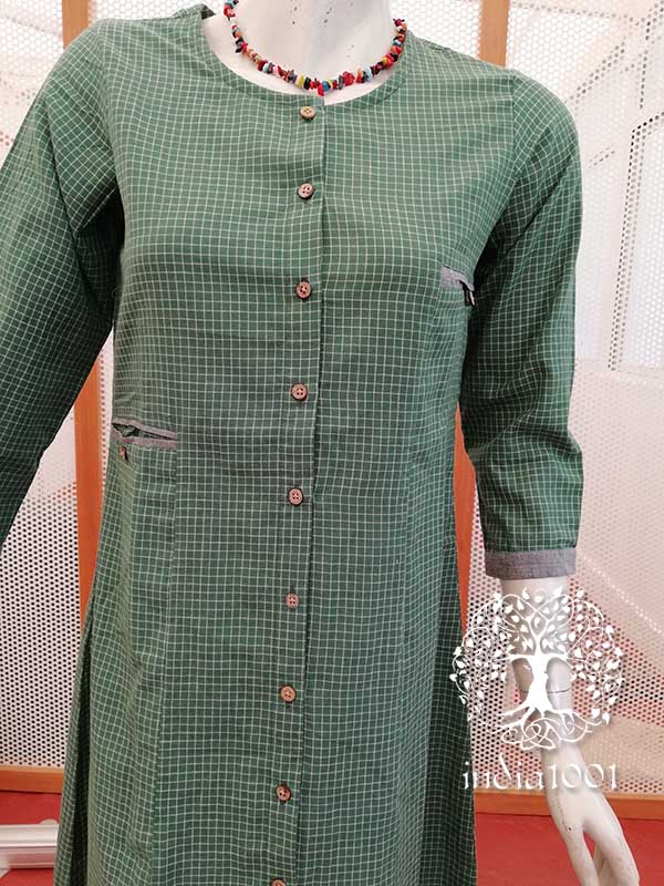 Elegant Woven A-line Cotton long dress