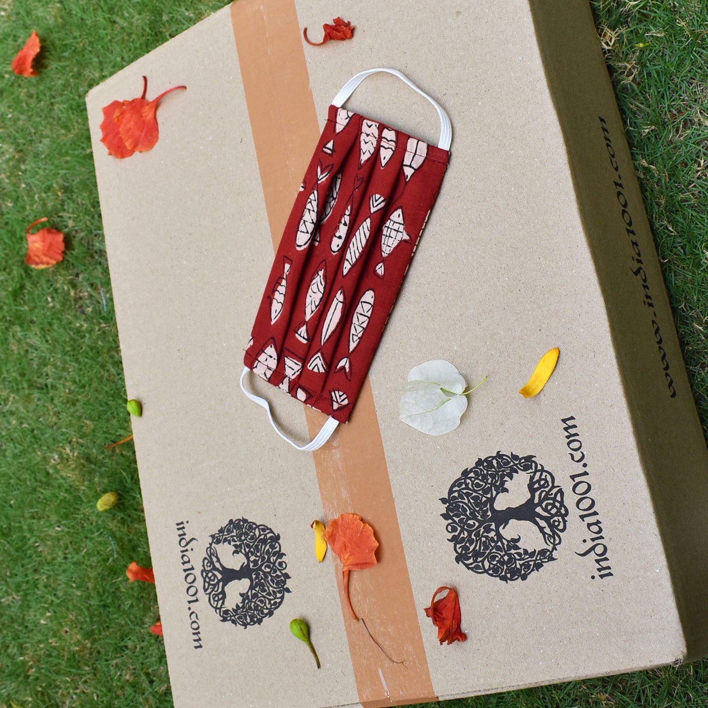 Set of 5 - Kids ( 4-10) Block printed Cotton Masks