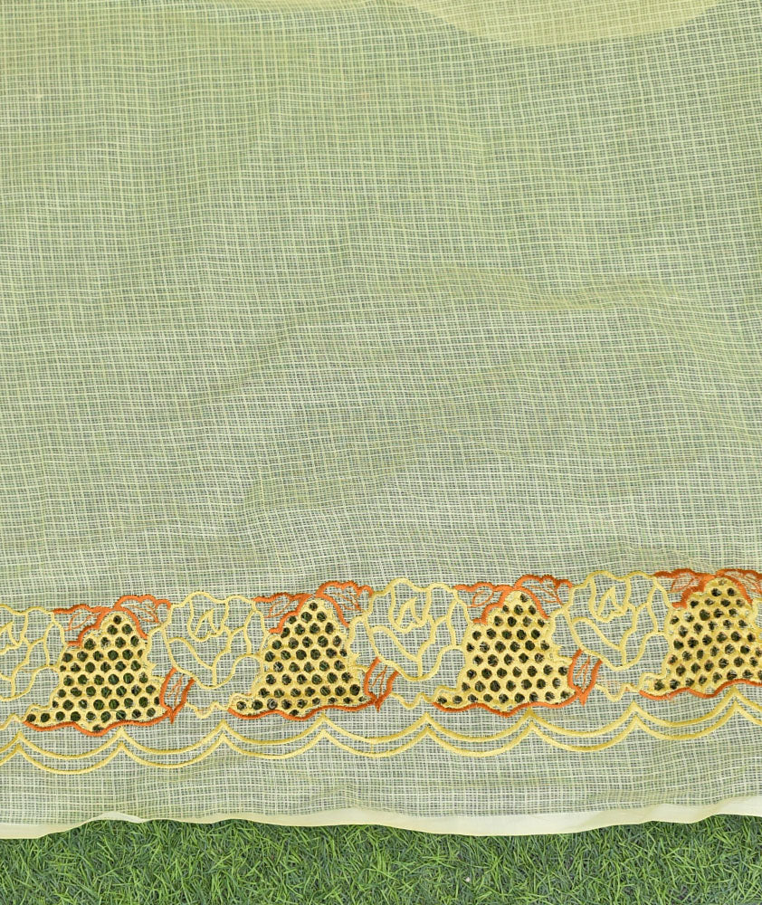 Elegant Kota Doria Cotton saree with Cut work & Embroidery ( with blouse piece)