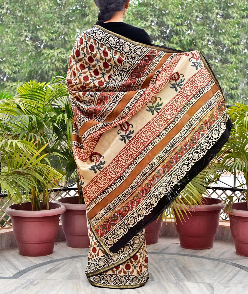 Elegant Chanderi Saree with Kalamkari Hand Block Print