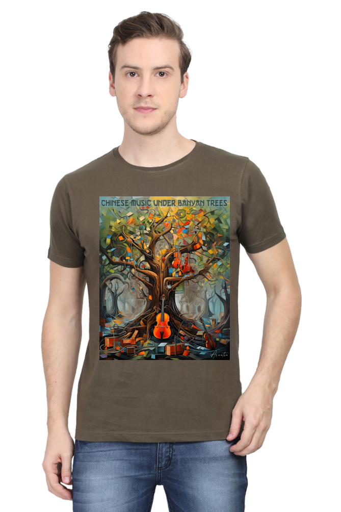 Chinese music under Banyan Tree Classic Unisex Round neck T-shirt