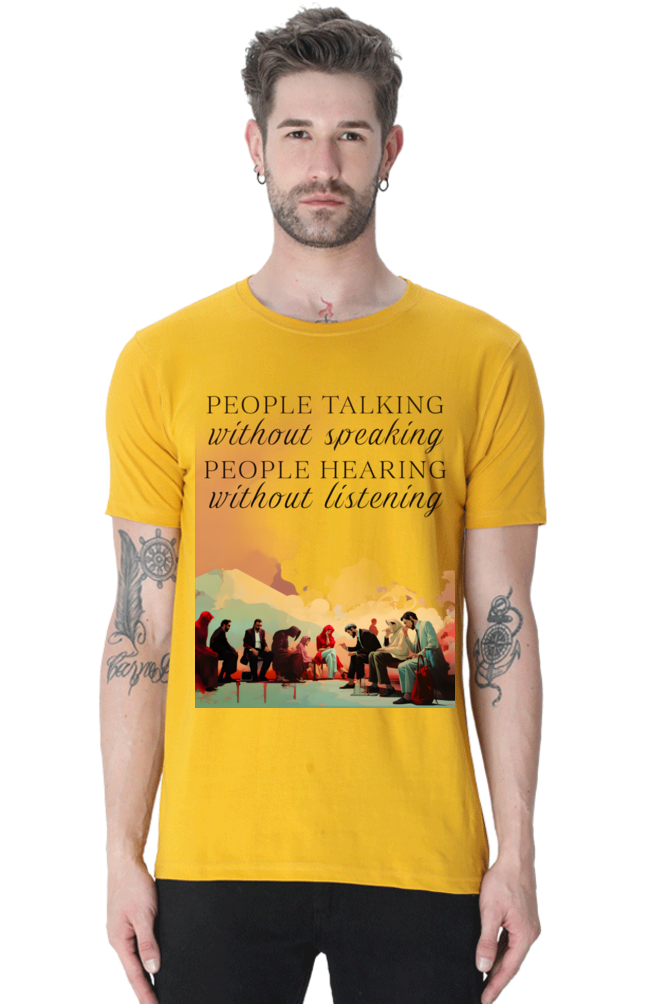 People talking without Classic Unisex Round neck T-shirt