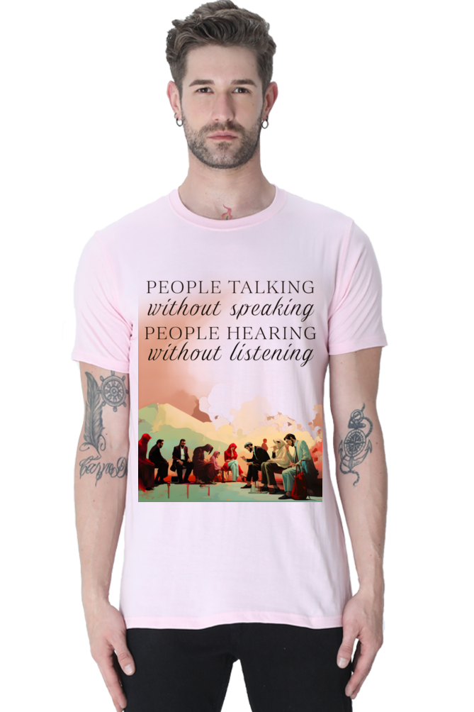 People talking without Classic Unisex Round neck T-shirt