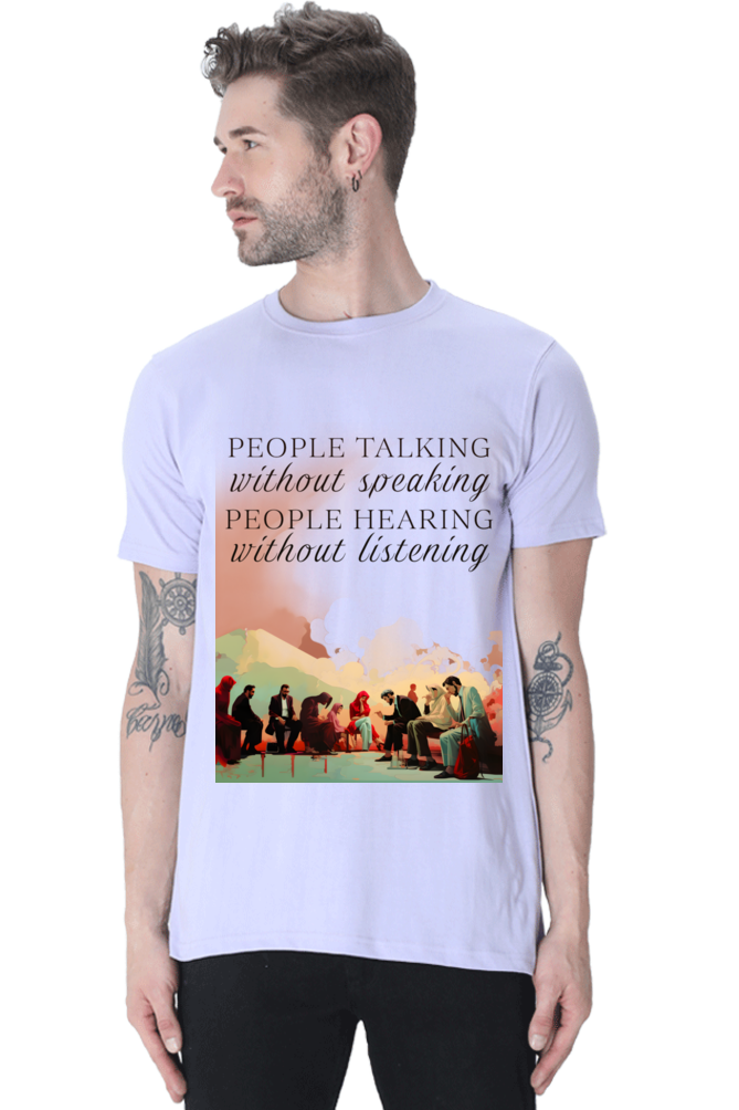 People talking without Classic Unisex Round neck T-shirt