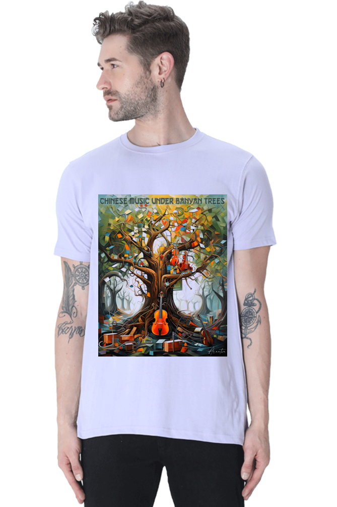 Chinese music under Banyan Tree Classic Unisex Round neck T-shirt