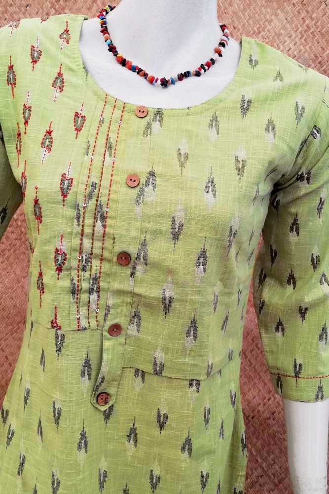 Elegant Cotton Kurta With Ikkat Print - size 38 & 42