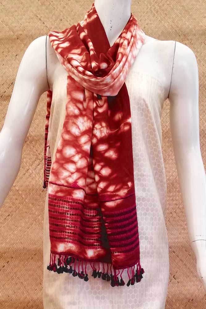 Elegant Woven Cotton Bhujodi stole with Shibori dyeing