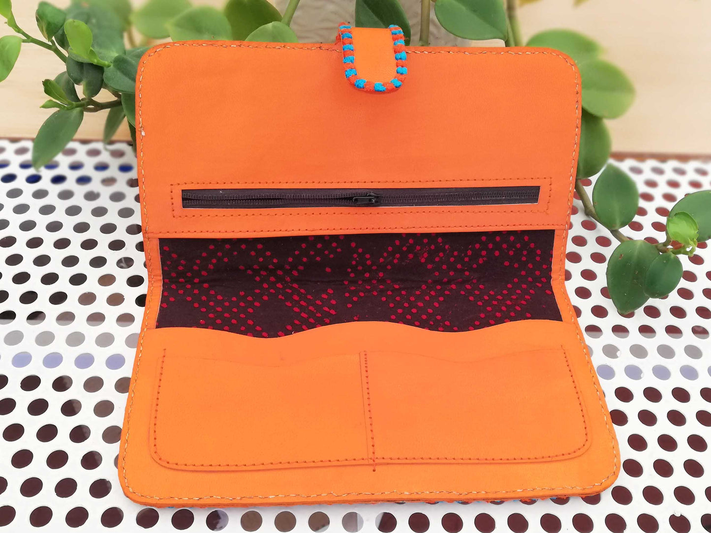 Handcrafted Kutch Leather With Mashroo Fabric Wallet