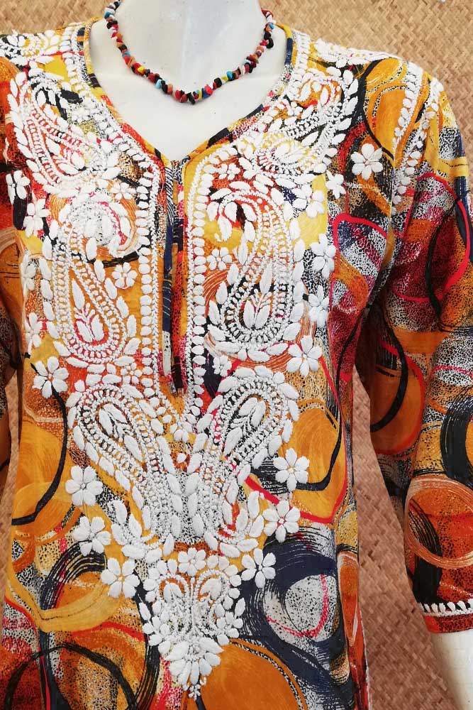 Rayon Kurta with Hand Embroidery