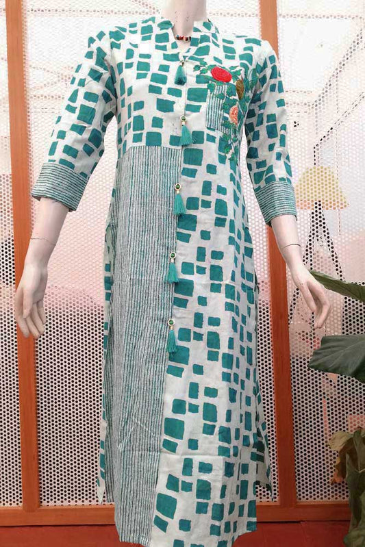 Elegant cotton Block Printed  Long Kurta
