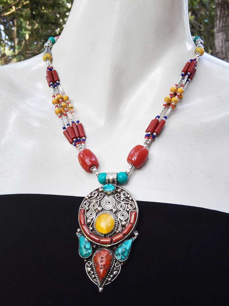 Multicolor Antique Finish Tribal Necklace