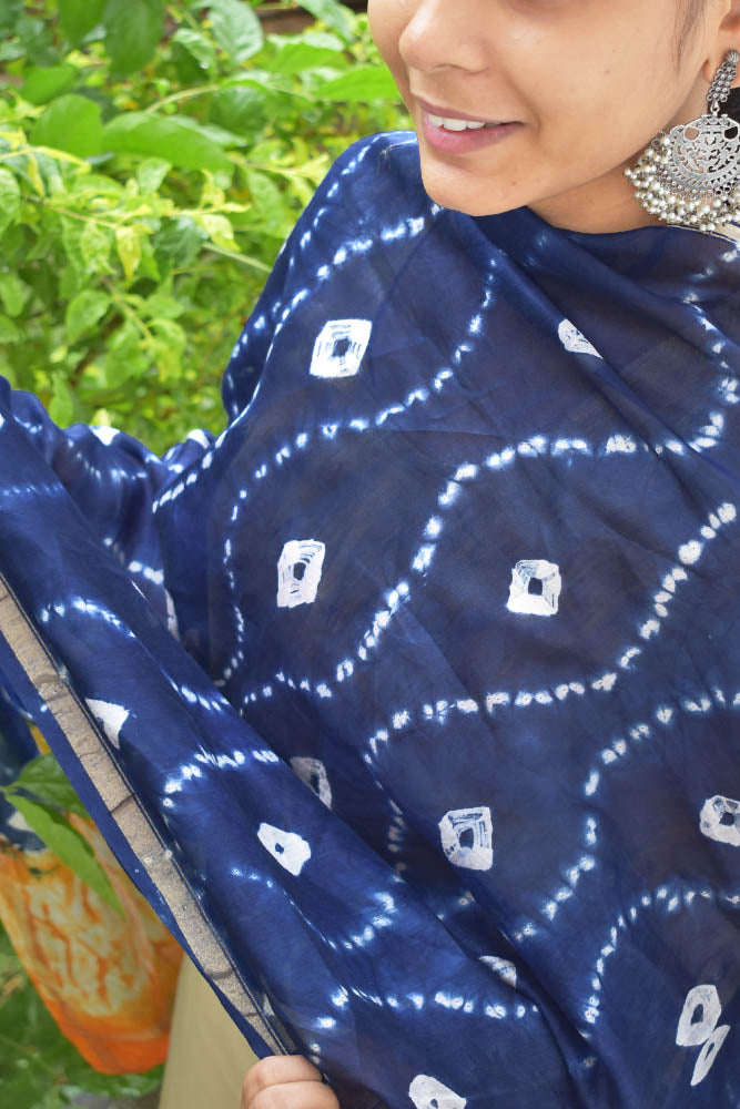 Beautiful Chanderi Dupatta with Shibori dye