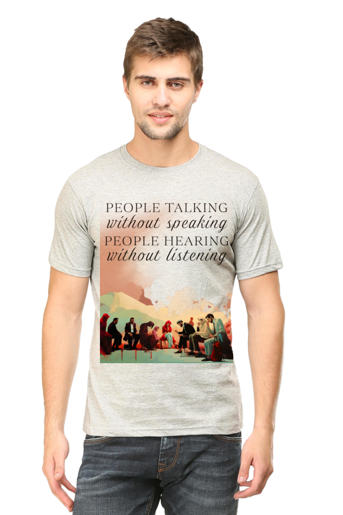 People talking without Classic Unisex Round neck T-shirt