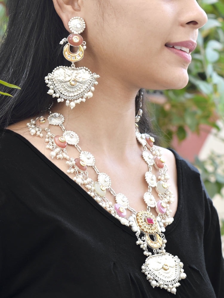 Beautiful Silver Look Alike Statement Necklace with earrings