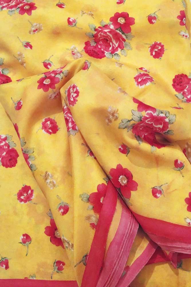 Fine silk fabric with screen print patterns