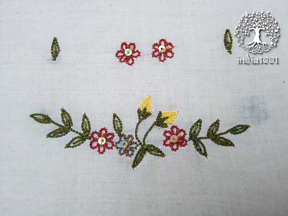 Hand embroidered cotton blouse Fabric