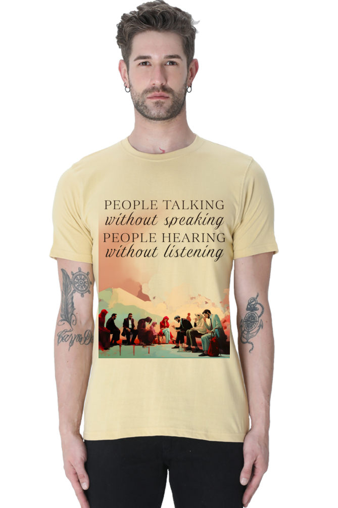 People talking without Classic Unisex Round neck T-shirt