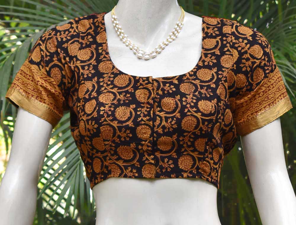 Block Printed cotton Blouse - Size 36 , 38