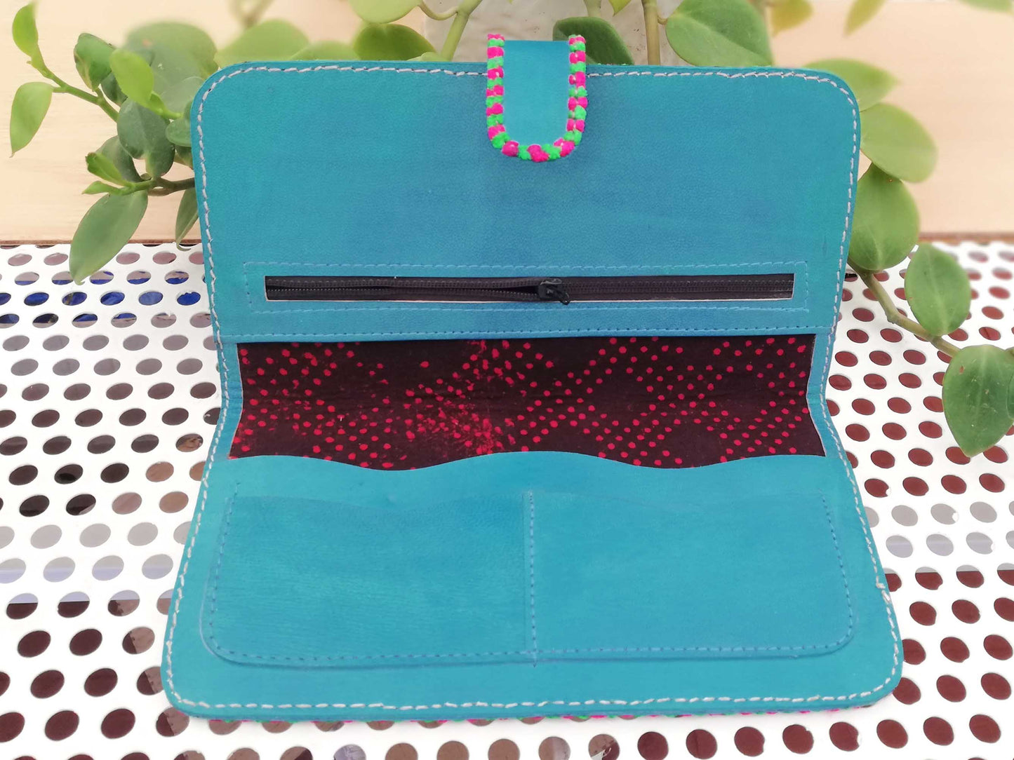 Handcrafted Kutch Leather With Mashroo Fabric Wallet